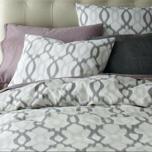 West Elm Organic Duvet Set Grey Ikat